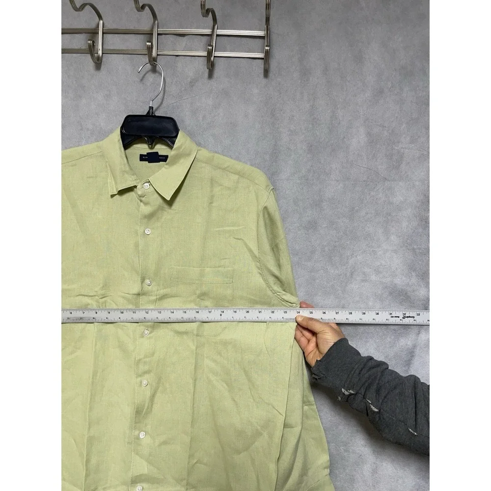 Banana Republic Shirt Men L Mint Linen Button Up Vacation Casual Academia Preppy